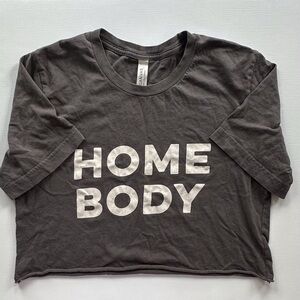 Bella Canvas gray graphic print Home Body crop top‎ girls teens small